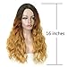 MISSQUEEN Ombre Hair 3 Tone Dark Blonde Wavy Wigs for Black Women Synthetic Hair Loose Curly Full Wig Dark Root