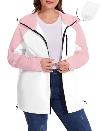 Avoogue Plus Size Raincoat for Women Rain Jacket Womens Waterproof with Hood Lightweight Windbreaker