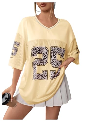 Jersey Girl Plus D 創立20周年記念モデル Verdusa Women's Oversized Jersey Shirt Graphic Tees V Neck Short