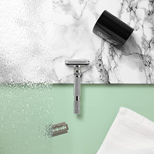 ROCKWELL-RAZORS-T2-White-Chrome-Safety-Razor-for-Men-and-Women-with-Infinite-Shaving-Settings-25-Fully-Recyclable-Blades-and-Travel-Leather-Bag