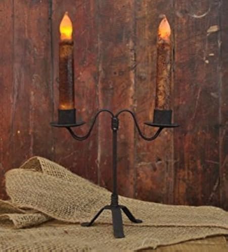Double Taper Candle Holder Colonial in Black Wrought Iron
