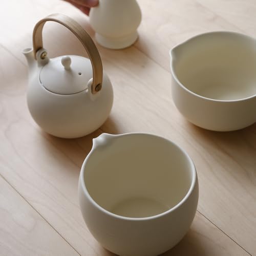 Matcha Whisk Set, Ceramic Matcha Bowl & Whisk Holder, Bamboo Accessory, Modern Design (Matte Crème, Pouring Spout) (Matte Crème) by WENSHUO - Image 8