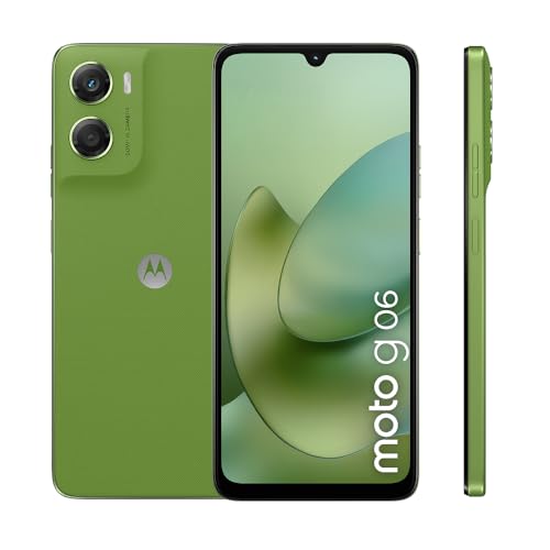 Motorola Moto g06 Smartphone (Kratzfestes 6,88"-HD+-Display Dank Corning Gorilla Glass 3, wasserabweisend, 50-MP-Kamera, 4/256 GB, 5100 mAh, TurboPower-Aufladen) Pantone Tendril, inkl. Schutzcover