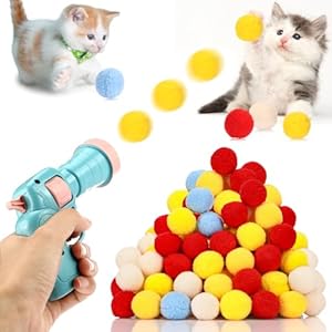 Mkitnvy Katzenspielzeug 50 Bälle, Weiche Katzenbälle, Kätzchen Pompon Spielzeug Bälle, Plüsch Kätzchen Haustier Spielzeug Bälle, Interaktives Spielzeug für Katzen und Kätzchen