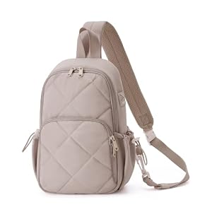 Wandering Nature Sling Bag for Women Lightweight Quilted Crossbody Bag Fits for 11″ Tablet with Breathable Back Panel Anti Theft Pocket Padded Strap USB Charge Port, Ideal for Travel, Daily Use