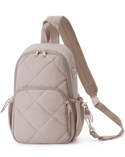 Wandering Nature Sling Bag for Women Lightweight Quilted Crossbody Bag Fits for 11" Tablet with Breathable Back Panel Anti Theft Pocket Padded Strap USB Charge Port, Ideal for Travel, Daily Use