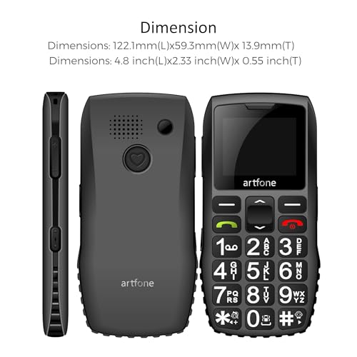 artfone C1+ Seniorenhandy ohne Vertrag | Dual SIM mit Notruftaste | Lange Standby-Zeit | Großtastenhandy mit Ladestation | Mobile Rentner Handy