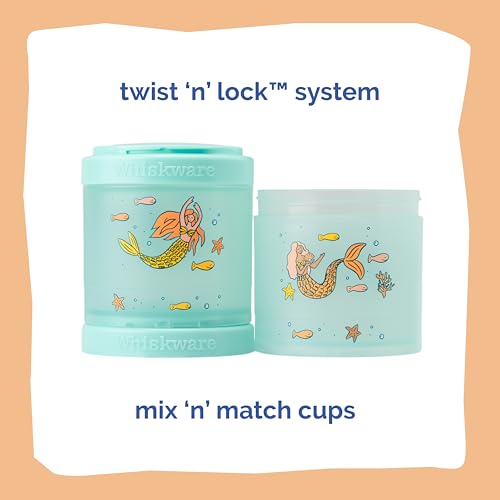 Image of Whiskware Stackable Snack Containers for Kids and Toddlers, 3 Stackable Snack Cups for School or Travel, Mermaid (Pack of 1)