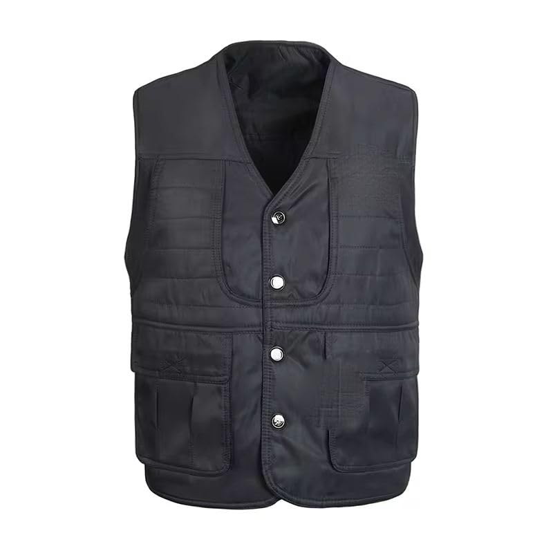 Chaleco de algodón para hombre multi-bolsillos forro grueso informal 3