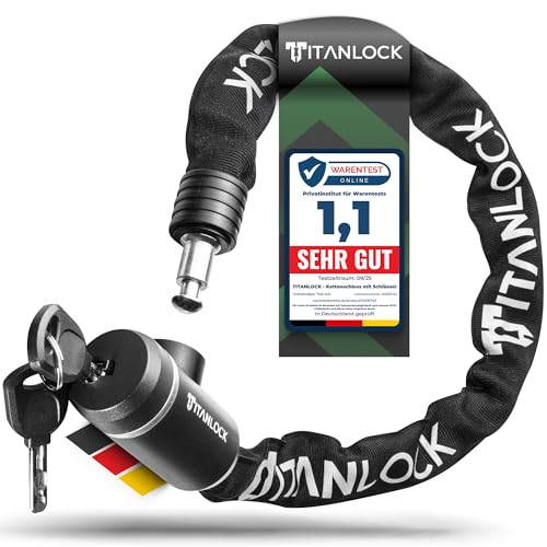 TITANLOCK Fahrradschloss Kettenschloss Diebstahlsicher [REFLEKTIEREND] + Leichter Transport Rostfrei Sicherheitsstufe 7/10