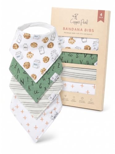 Image of Copper Pearl Baby Bibs 4 Pack, Bandana Drool Bibs for Baby Girl & Boy, Soft Cotton Bibs for Drooling and Teething