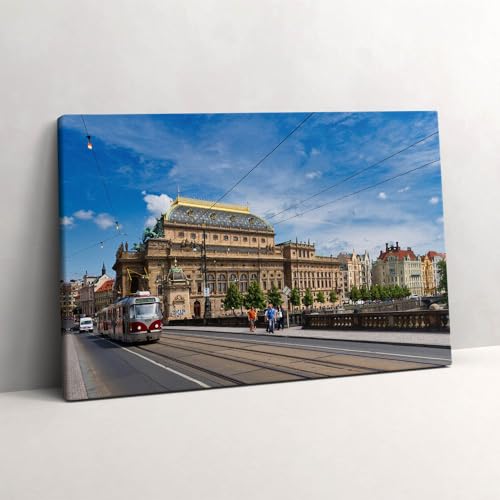 Tableau Photo sur Toile Prague 60x40cm Wallfluent pour Habiller un Mur Vide