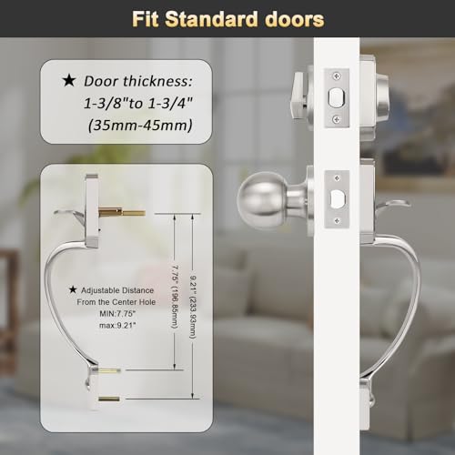Brotima Front Door Handle and Deadbolt Set, Satin Nickel Front Door Lock Set with Reversible Knob Handle, Modern Exterior Door Handleset with Single Cylinder Deadbolt,1 Pack by Brotima - Used condition - Image 8