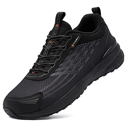 DKMILYRELAX Chaussures de Sécurité Hommes Confort Legere Embout Acier Chaussures de Travail Amorti Antidérapant Respirante Baskets de Sécurité Anti-Smashing(Noir A,41EU)