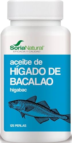 Soria Natural Hígado de Bacalao - Perlas ricas en Omega 3, Vitamina A y Vitamina D para un Corazón Sano - Sistema Circulatorio y Salud Cerebral - 125 Perlas