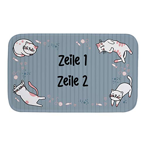 Herz & Heim® Personalisierte Futternapf-Matte 76 x 45 cm mit Wunschname Katze