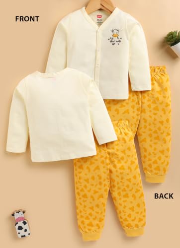 Image of LuvLap Baby Boys & Girls Regular Fit 100% Cotton Half Sleeves Jhabla & Shorts Set Pack of 2