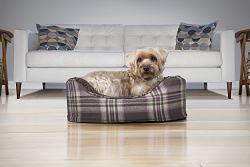 Furhaven Pet Bed For Dogs And Cats - Sherpa And Plaid Flannel Oval Cuddler Dog Bed With Removable Washable Cover And Pillow Cushion, Java Brown, Small #TOP2