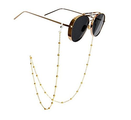 Monocolo catena con perline in acciaio INOX, occhiali da sole cordino da  collo string corda porta occhiali fermo per donne 78 cm, Gold -