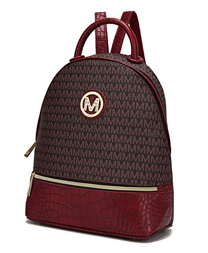 MKF Collection Mochila feminina de couro vegano com alça superior, bolsa de viagem, mochila de mão, Vermelho denise, Large