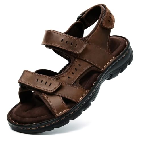 Image of Arkbird Men's Sandals, Closed Toe Leather Fisherman Outdoor Hiking Sport Shoes Summer