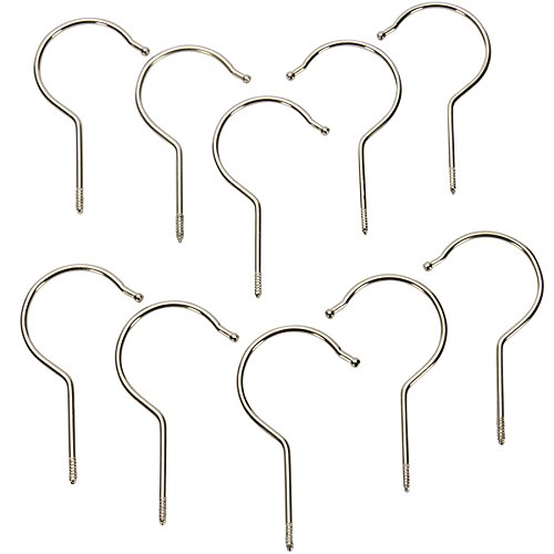 trendmarkt24 Schraubhaken Set 10 Stück für Kleiderbügel vernickelt 9,5 cm x 5 cm Stärke 4 mm | basteln von für Kleiderbügeln Kleiderhaken/Hakenschrauben Mit Gewinde zum eindrehen Cover