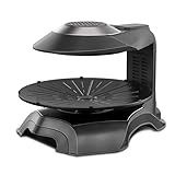 Rauchfreier Innengrill, Luftfritteusen-Kombination mit Rauchabzug, mit LCD-Display, automatisch um 360° drehbarer Backform und einstellbarem Temperaturbereich, abnehmbare Backform