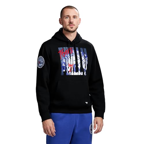GAME 7 x NBA Officially Licensed Mens Long Sleeve Pullover Hoodie Fleece Heavyweight Sweatshirt Philadelphia 76ers L Black