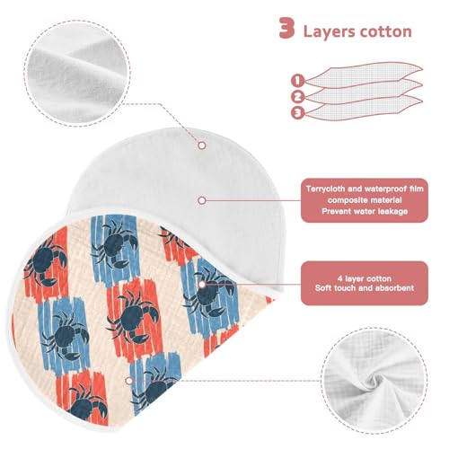 2 Pack Muslin Burp Cloths Crab Beige Cotton Baby Burp Cloths Ultra Absorbent Soft Thick Burping Cloth for Newborn Babies, Large 22" x 11"3