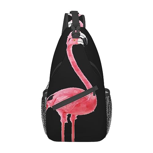 Sac à dos de voyage à bandoulière noir et sac de poitrine flamant rose