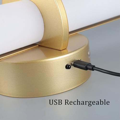 Lámpara de pared dorada interior con batería recargable y foco orientable de 360 grados 5