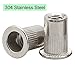 Rivet Nut, HanTof 50 Pieces 1/4-20UNC Stainless Steel Flat Head Rivnut Threaded Insert Nut, Knurled Body (1/4''-20), for Automotive Furniture Decoration Electrical and Industrial Products