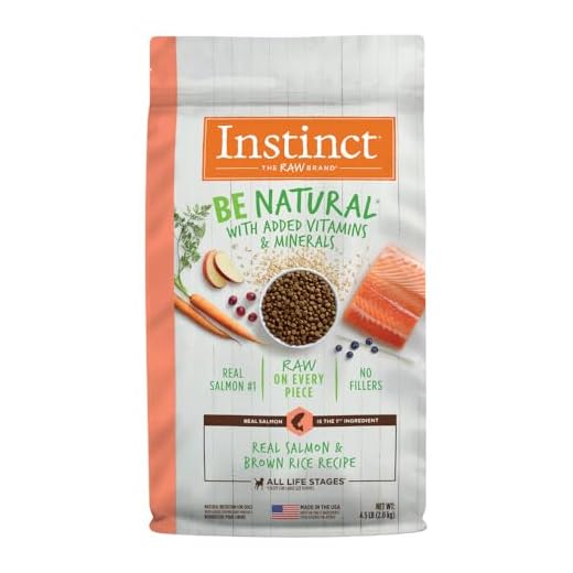 Instinct Be Natural, Natural Dry Dog Food, Raw Coated Kibble - Real Salmon & Brown Rice, 4.5 lb. Bag