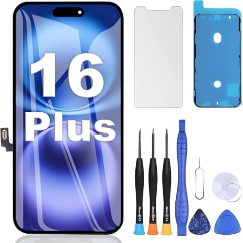 ZOETEC Screen Replacement for iPhone 16 Plus 6.7 inches LCD Retina Display 3D Touch Screen Digitizer Frame Assembly with Repair Tool Kits Waterproof Adhesive Tempered Glass