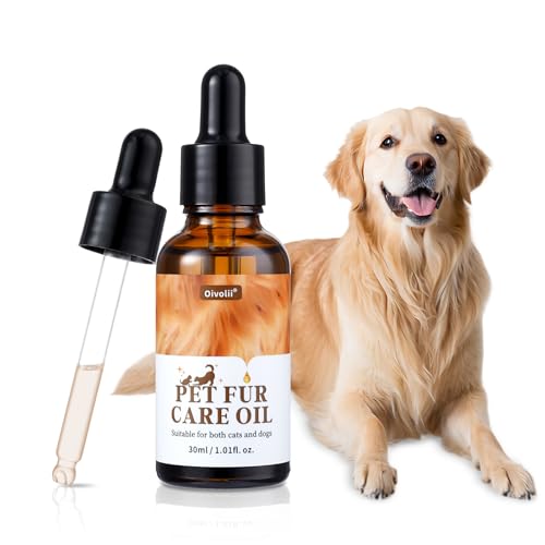 Aceite para el Cuidado del Pelaje de Mascotas – Desenreda, Reduce la caída – Aporta Brillo con colágeno y aceites Naturales – Acondicionador sin Enjuague para Perros y Gatos – 30 ml