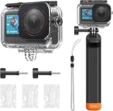 TELESIN DJI Osmo Action 6 用 防水ケース + フローティングハンドル ダイビング用アクセサリーキット 防水ハウジングケース ダイブハウジング 防水防塵保護ハウジング ダイビング保護シェル 水中用の写真 アクセサリー 防水深さ 60M 潜水ケース 耐圧性、落下防止 取付け簡単 ダイビング保護カバー 水中撮影用 DJI Osmo Action 6 アクセサリー に対応