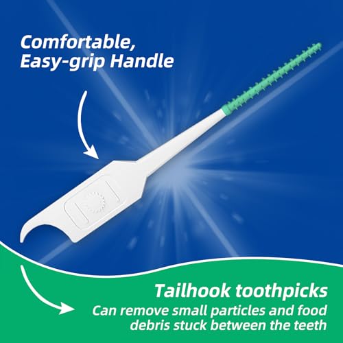 Image of VINSULLA Soft Silicone Interdental Brushes, 300 Count | BPA-Free Flexible Dental Picks with Travel Case for Gentle Teeth Cleaning, Green