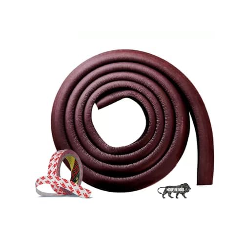 Chipmunks Baby Proofing Edge Guard for Kids Safety, Good Quality, Minimal Wrinkle, Zero Damage to Furniture Upon Installation, Made in India Rubber Edge (60g/mt Dense, 2mts, L- Shape, Brown)