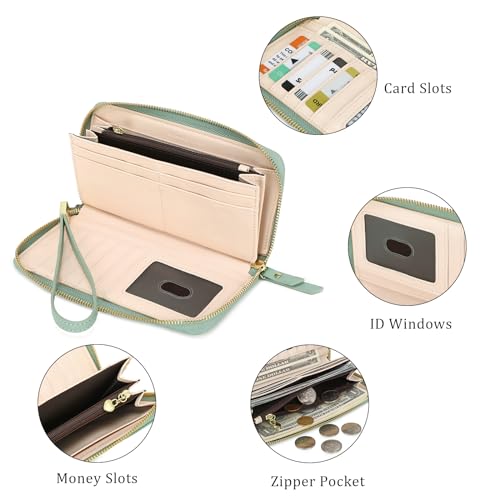 Image of Pomelo Best Wristlet Women Wallet Floral RFID Clutch Purse | Vegan Leather, Multi Credit Card, Large Capacity Zip Around Long Travel Wallets with Coin and Phone Pocket for Ladies