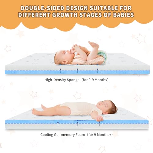 Image of Pack and Play Mattress, 38x26 Dual-Sided Thick Memory Foam Pack n Play Mattresses Pad, Baby Mattress for Pack and Play with Removable Breathable Cover