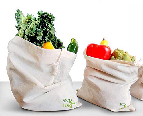 EcoBag® - Juego de 4 Bolsas de algodón Reutilizables (40 x 35 cm y 40 x 30 cm)