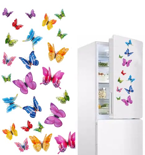 24PCS 3D Butterfly Wall Decor - Removable Butterfly Stickers in 12 Styles - Double Wings - Multicolor (24pcs)