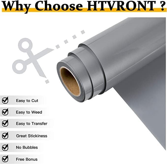 Image of HTVRONT HTV Rolls Heat Transfer Vinyl - 12 inch x 20ft Silver HTV Vinyl for Shirts, Iron on Vinyl for All Cutting Machines - Easy to Cut & Weed for DIY Heat Transfer Design (Silver)