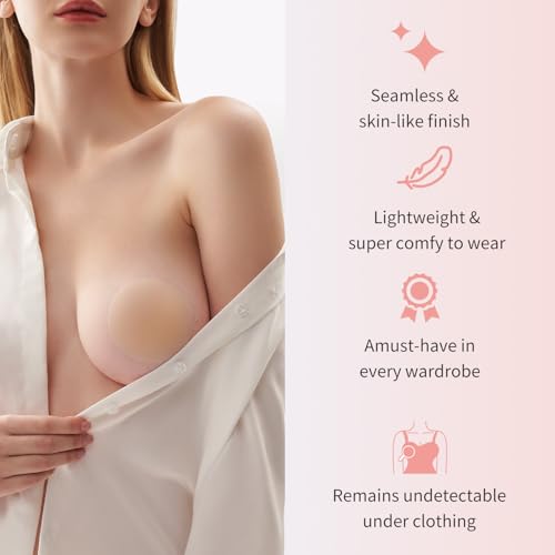 Nipple Covers No Show 4 Pairs- Reusable Seamless Pasty Sticky Adhesive Silicone Nipple Pasties for Women2