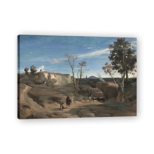 Tableau Paysage Français Art Vintage sur Toile Encadrée 80x112cm