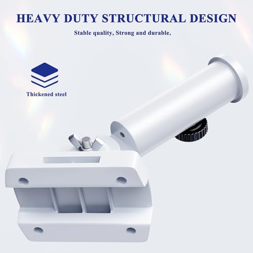 Flag Pole Holder for Outside House, hogardeck Adjustable Flagpole Bracket, Multi-Position Mounting Bracket with Hardwares, Premium Aluminum Alloy Strong and Rust Free Flagpole Holder (White) - Thumbnail 6