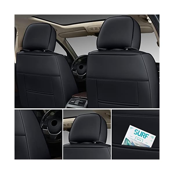 GXT Deluxe Faux Leather Full Coverage Car Seat Cover Anti-Slip Universal Fits for Sedans SUV Pick-up Truck with Headrests,Interior Accessories(Black with White Strip) - Image 5