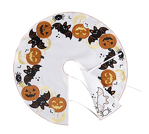 Halloween-Christmas-Tree-Skirt-36-Inch-Cutwork-Embroidered-Pumpkin-Fall-Thanksgiving-Autumn-Harvest-Table-Decorations-for-Party-Holiday-Dinner-White Halloween Christmas Tree Skirt 36 Inch Cutwork Embroidered Pumpkin Fall Thanksgiving Autumn Harvest Table Decorations for Party Holiday Dinner White