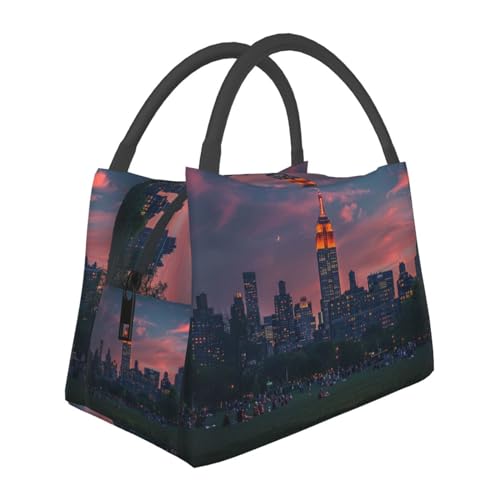 Image of NAITIZ The Empire State Building Lunch Bags For Women,Water Resistant Large Lunch Tote With Pockets,Reusable,Printed,For Office Work Picnic, 20240503