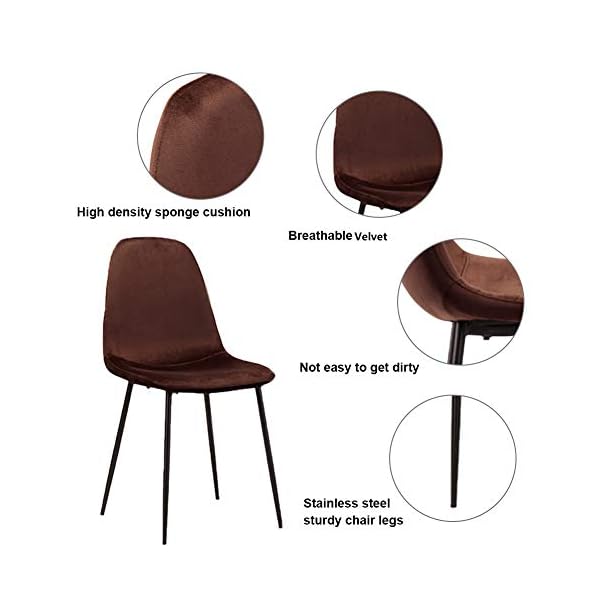 GOLDFAN Dining Table and Chairs Set of 4 Modern Rectangular Kitchen Table and Velvet Chairs for Dining Table Set - Image 7